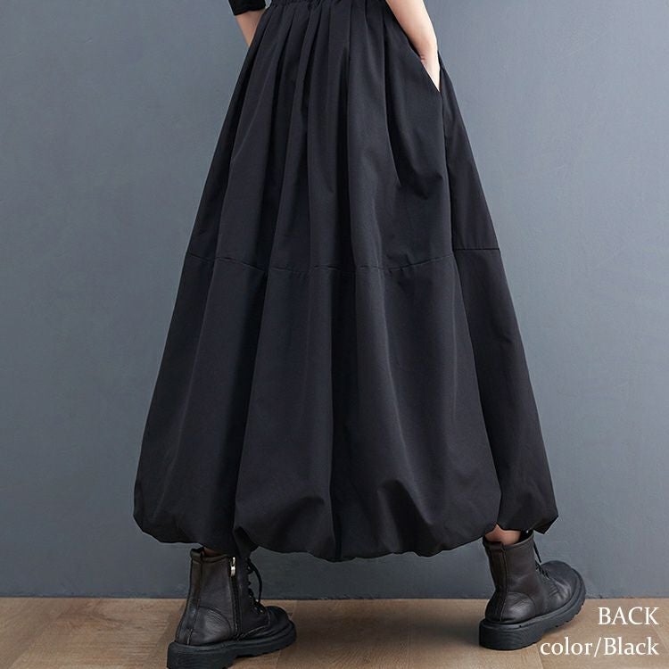 大きいサイズ レディース タックフレアウエストゴムスカート　goldy-1208