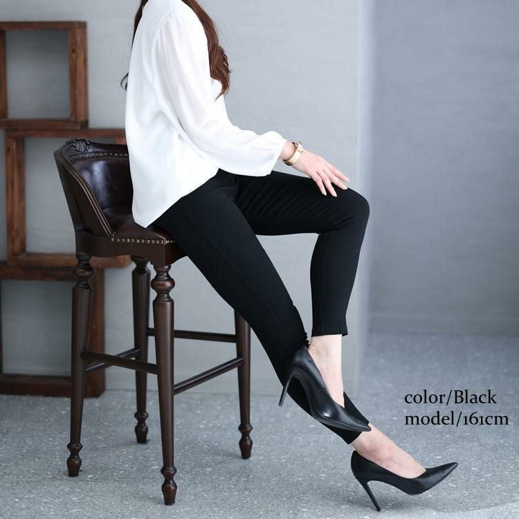 大きいサイズ レディース ワケアリストレッチパンツ　goldy-1215 ブラック