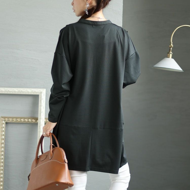 大きいサイズ レディース コクーン切替チュニック　fem-339