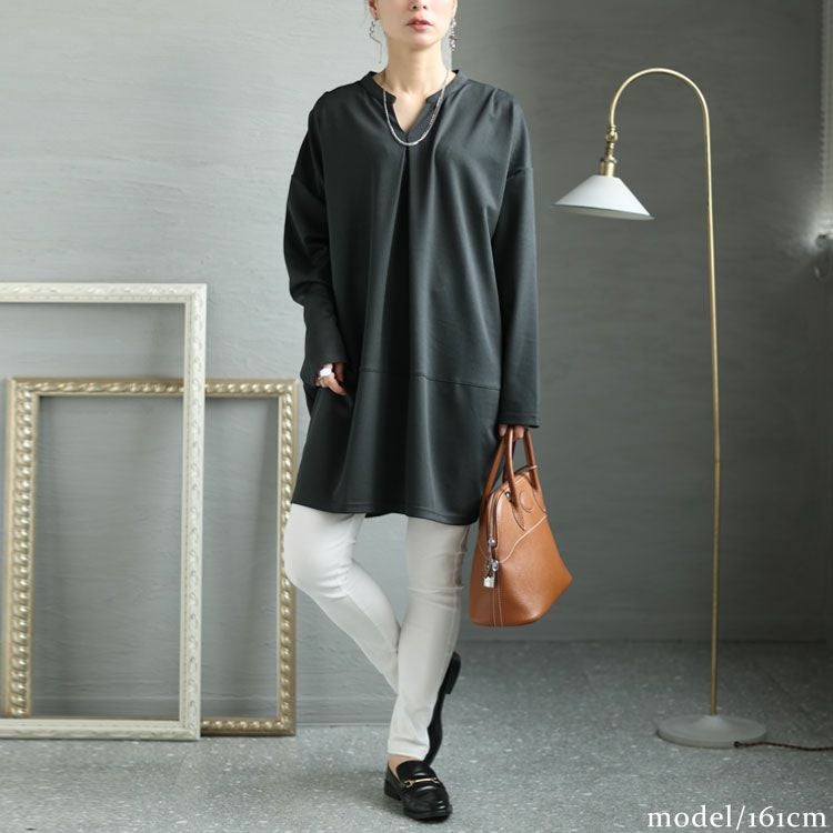 大きいサイズ レディース コクーン切替チュニック　fem-339