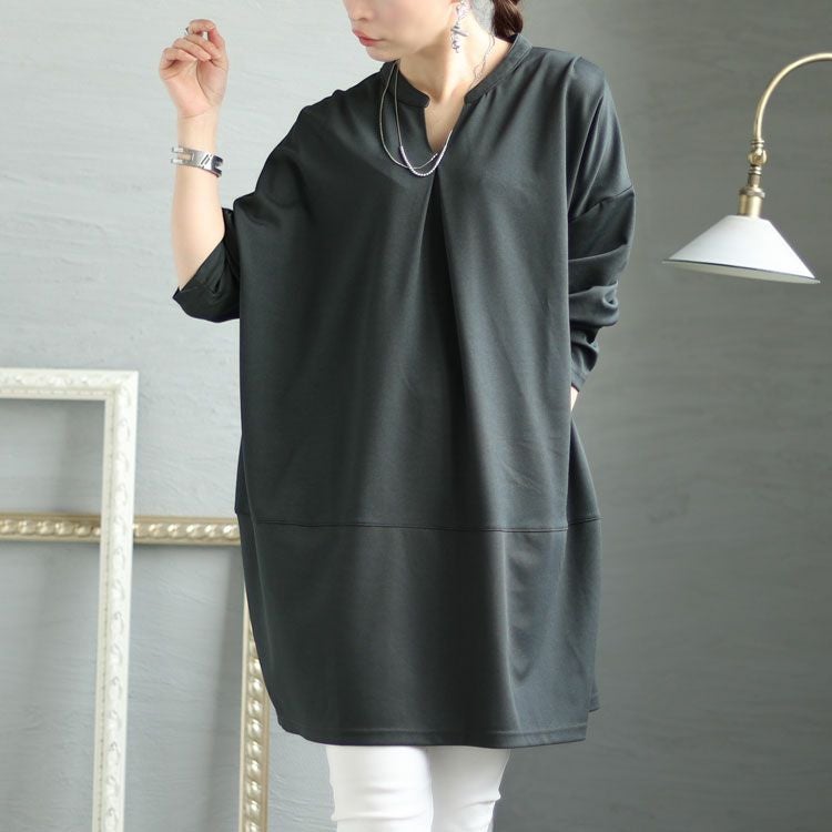 大きいサイズ レディース コクーン切替チュニック　fem-339