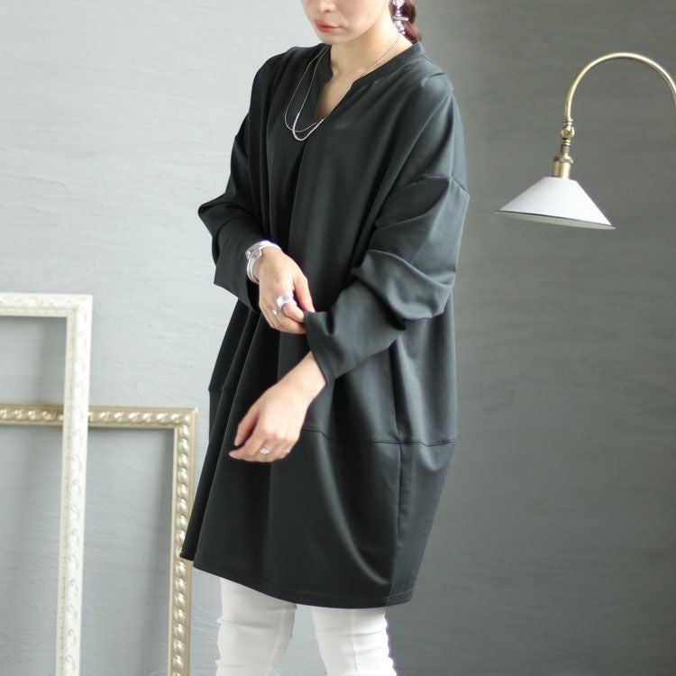 大きいサイズ レディース コクーン切替チュニック　fem-339