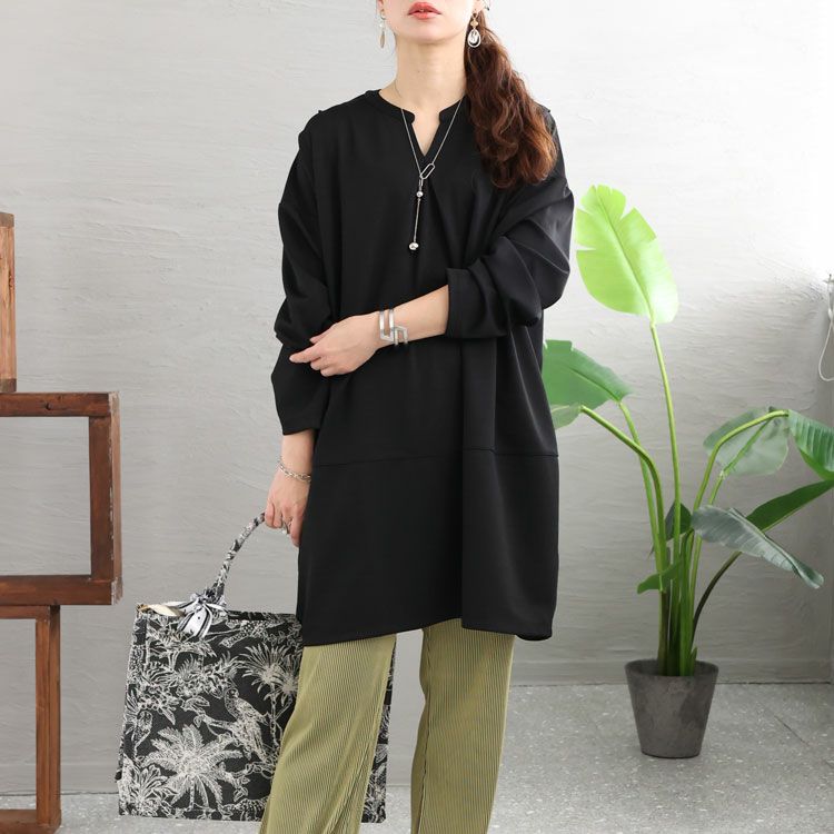 大きいサイズ レディース コクーン切替チュニック　fem-339