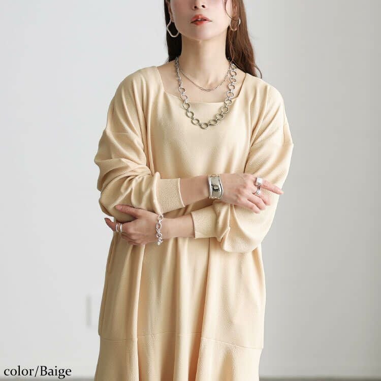 大きいサイズ レディース ふくれジャガードワンピース　bro-0013