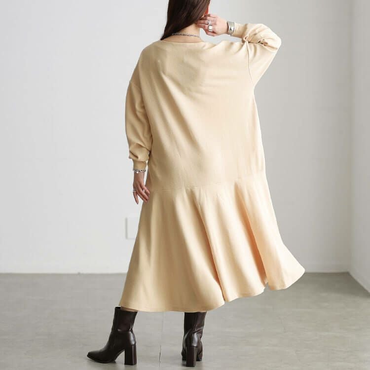 大きいサイズ レディース ふくれジャガードワンピース　bro-0013