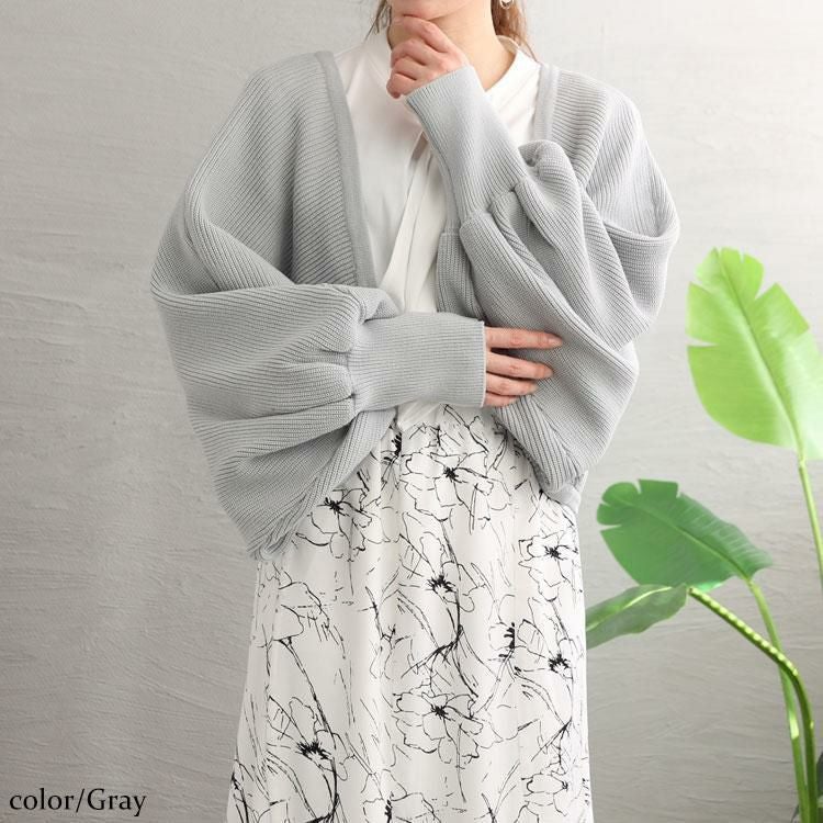 大きいサイズ レディース スポンジニットボレロカーディガン　bro-0011 グレー