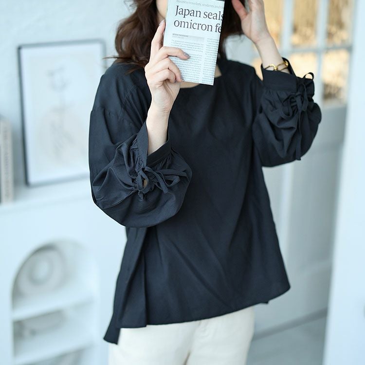 大きいサイズ レディース 袖ドロストブラウス　fem-341