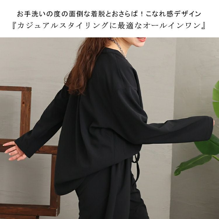 大きいサイズ レディース 全部脱がなくてもトイレができるオールインワン　maru-6646