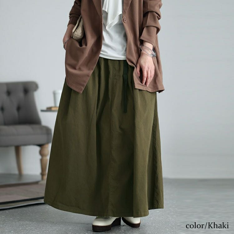 大きいサイズ レディース ウエストアジャスター付きマキシスカート　wc-0294