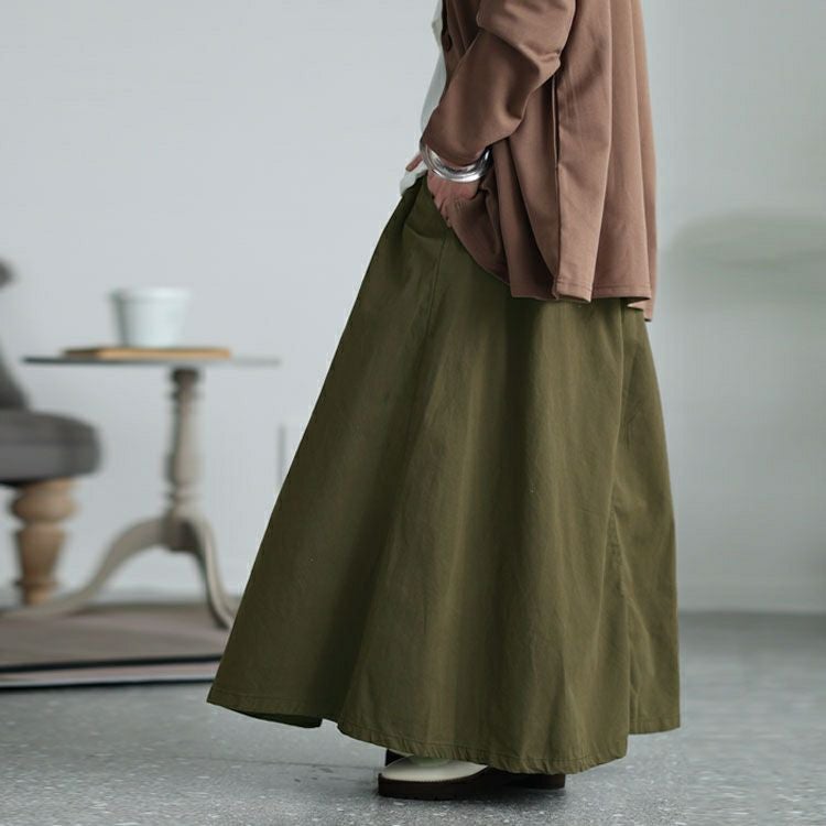 大きいサイズ レディース ウエストアジャスター付きマキシスカート　wc-0294