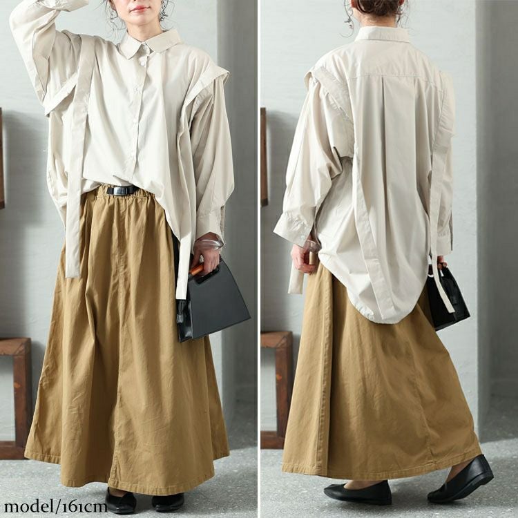 大きいサイズ レディース ウエストアジャスター付きマキシスカート　wc-0294