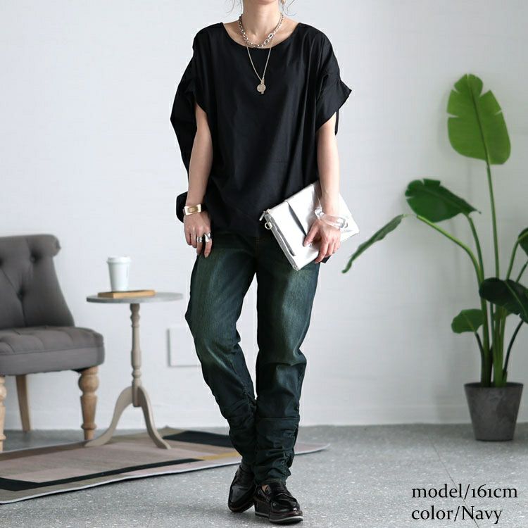 大きいサイズ レディース ウエストリブデニムパンツ　wd-0120