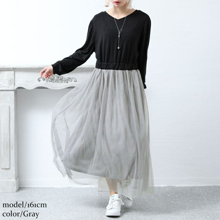 大きいサイズ レディース チュールドッキングワンピース　jpm-003