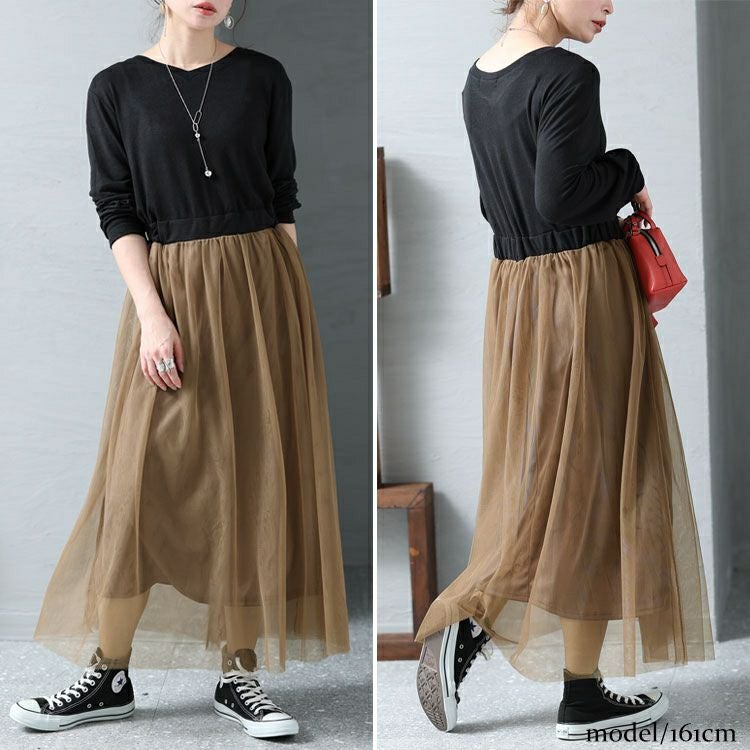 大きいサイズ レディース チュールドッキングワンピース　jpm-003