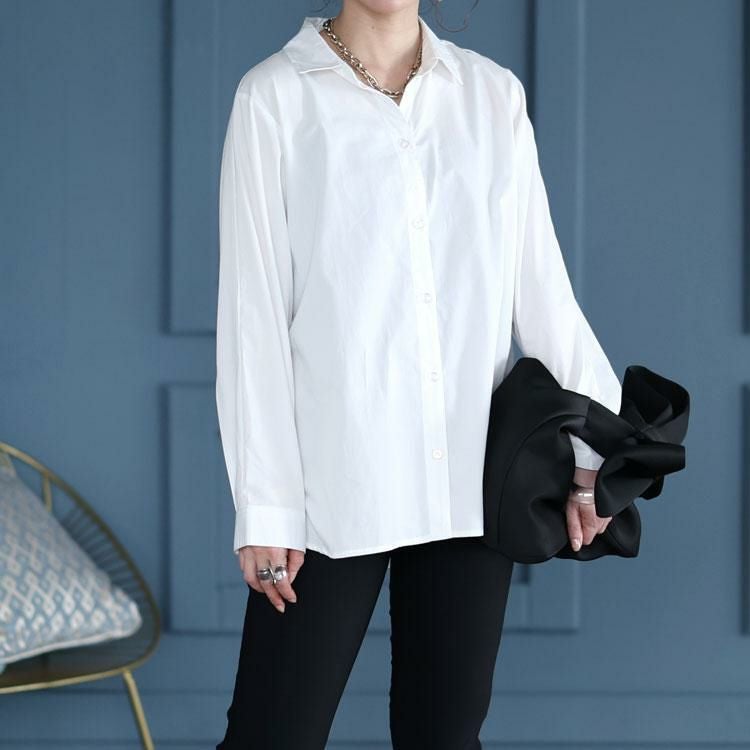 大きいサイズ レディース 洗いざらしシャツ　cpdai-657450 ホワイト