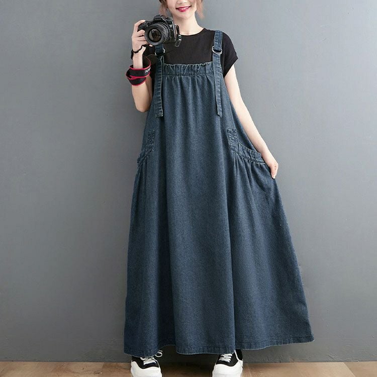 大きいサイズ レディース デニムサロペットスカート　goldy-1216