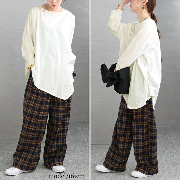 大きいサイズ レディース アシメトリー裾タックＴシャツ　wk-0166