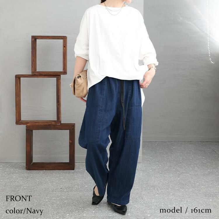 大きいサイズ レディース ビッグポケットサーカスパンツ　wd-0361 ネイビー