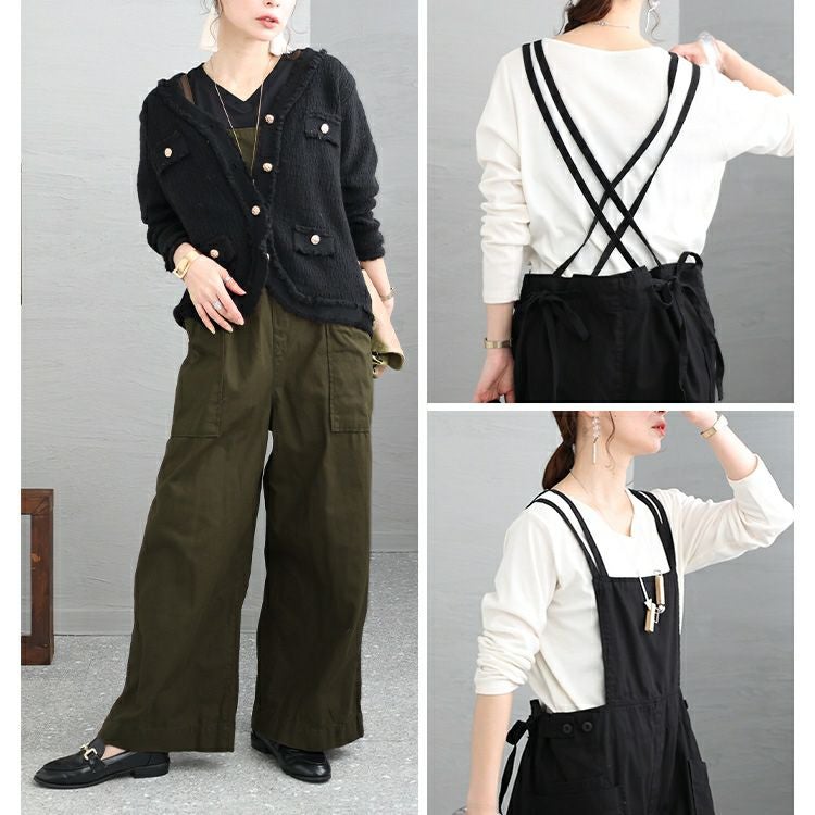 大きいサイズ レディース サイドビッグポケットサロペットパンツ　wc-0295