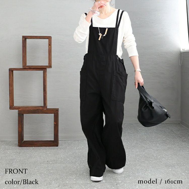 大きいサイズ レディース サイドビッグポケットサロペットパンツ　wc-0295