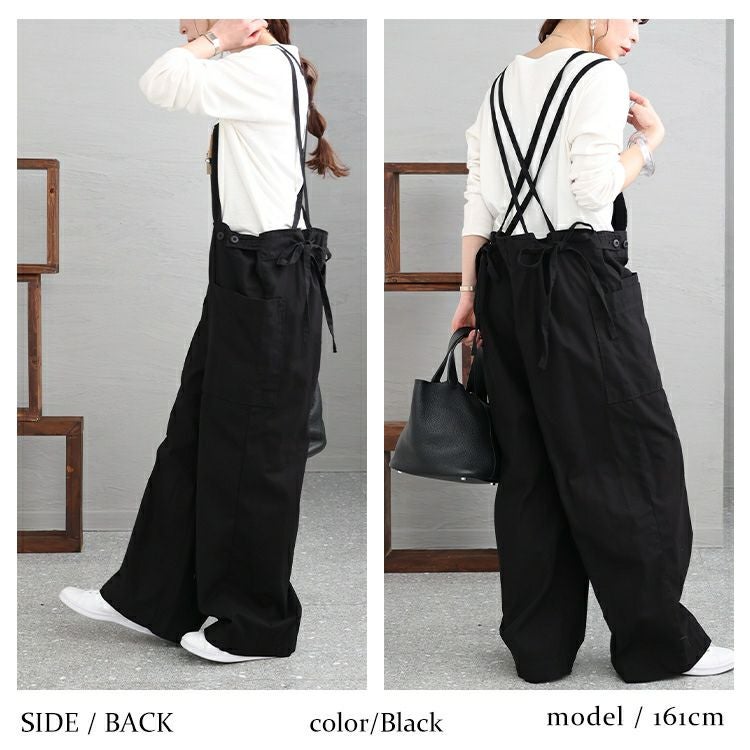 大きいサイズ レディース サイドビッグポケットサロペットパンツ　wc-0295