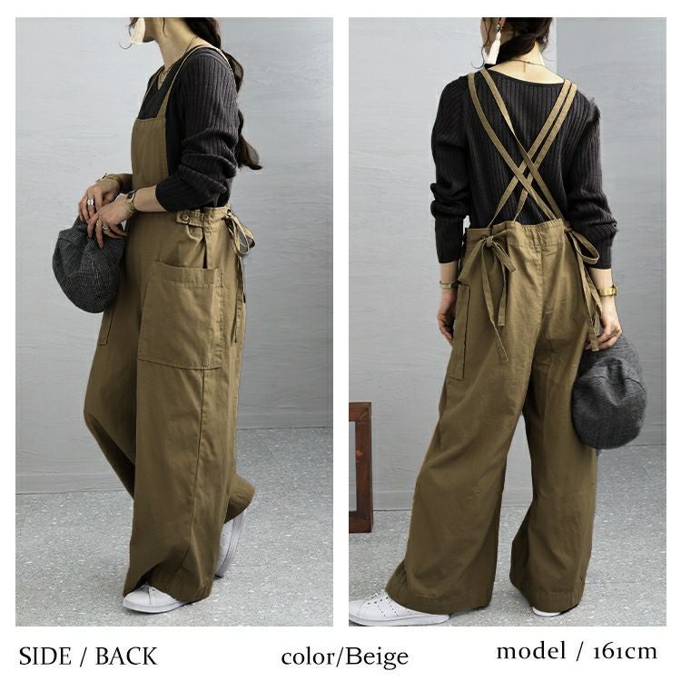 大きいサイズ レディース サイドビッグポケットサロペットパンツ　wc-0295