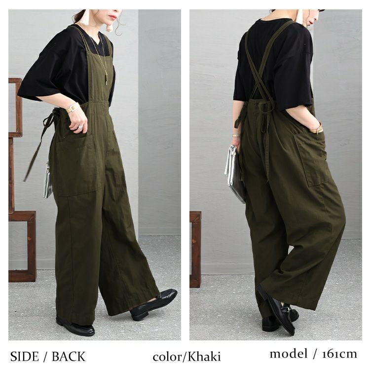 大きいサイズ レディース サイドビッグポケットサロペットパンツ　wc-0295