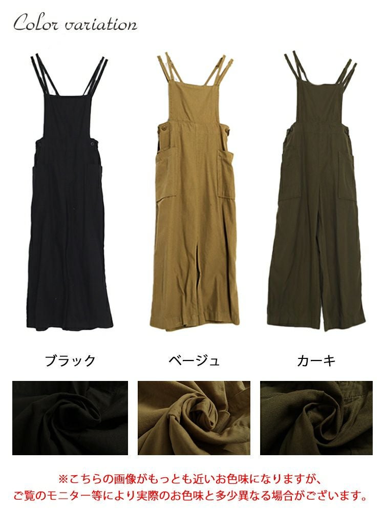 大きいサイズ レディース サイドビッグポケットサロペットパンツ　wc-0295