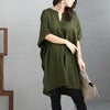 大きいサイズ レディース 後編み上げ半袖シャツチュニック　bai-0134 カーキ