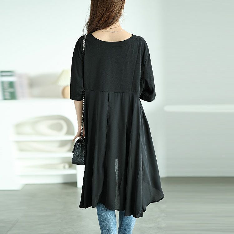 大きいサイズ レディース 異素材テールカットチュニック　mncut-122248f