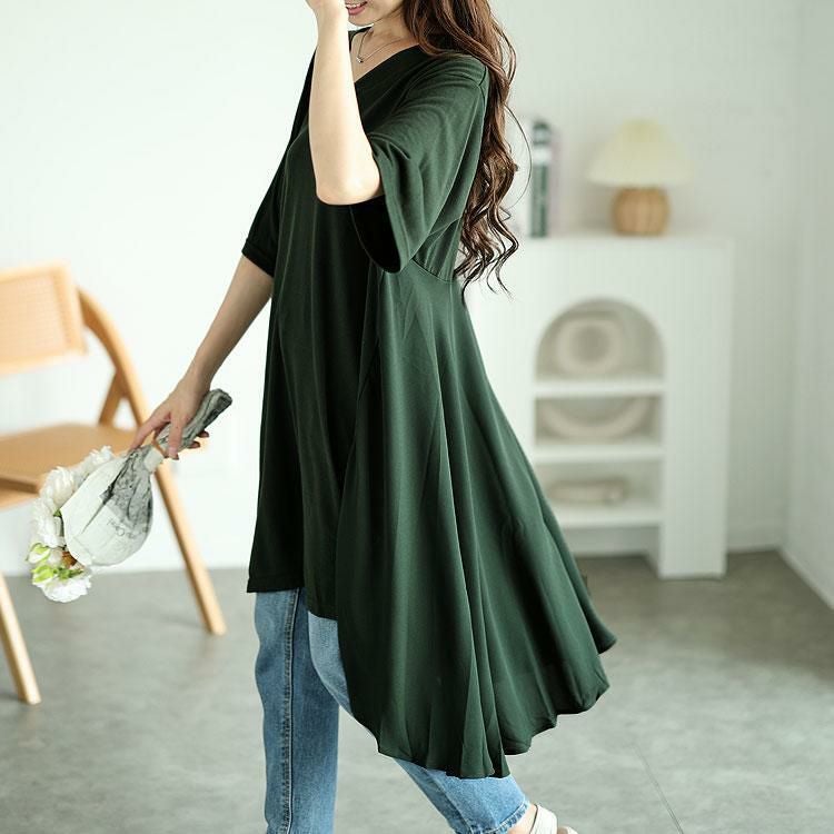 大きいサイズ レディース 異素材テールカットチュニック　mncut-122248f カーキ