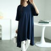 大きいサイズ レディース 異素材テールカットチュニック　mncut-122248f ネイビー