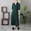大きいサイズ レディース パフスリーブ開襟シャツワンピース　nw-23004 グリーン