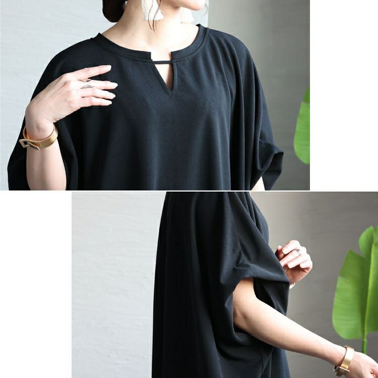 大きいサイズ レディース 透けないカットジョーゼットワンピース　bai-0126