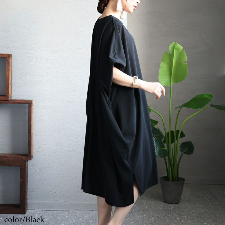 大きいサイズ レディース 透けないカットジョーゼットワンピース　bai-0126