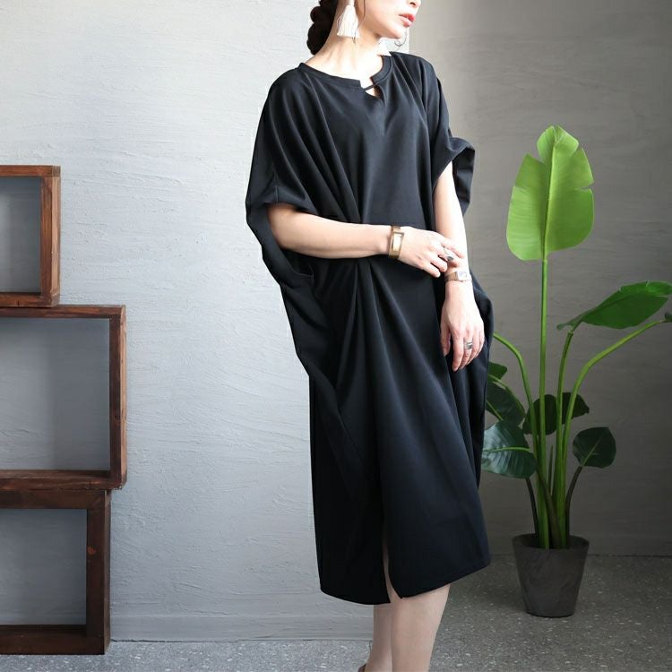 大きいサイズ レディース 透けないカットジョーゼットワンピース　bai-0126