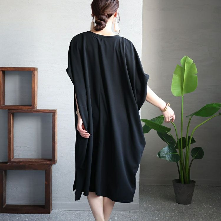 大きいサイズ レディース 透けないカットジョーゼットワンピース　bai-0126