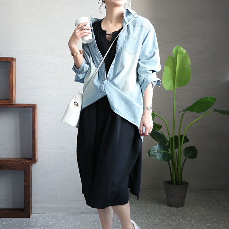 大きいサイズ レディース 透けないカットジョーゼットワンピース　bai-0126