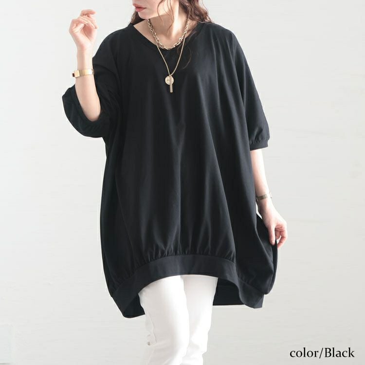 大きいサイズ レディース ギャザードルマンチュニック　bai-0123