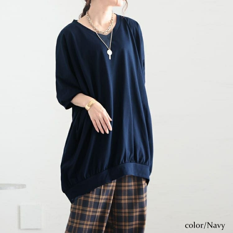 大きいサイズ レディース ギャザードルマンチュニック　bai-0123