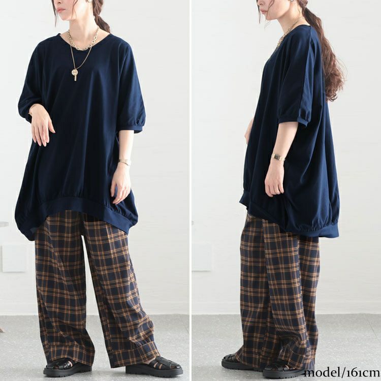 大きいサイズ レディース ギャザードルマンチュニック　bai-0123