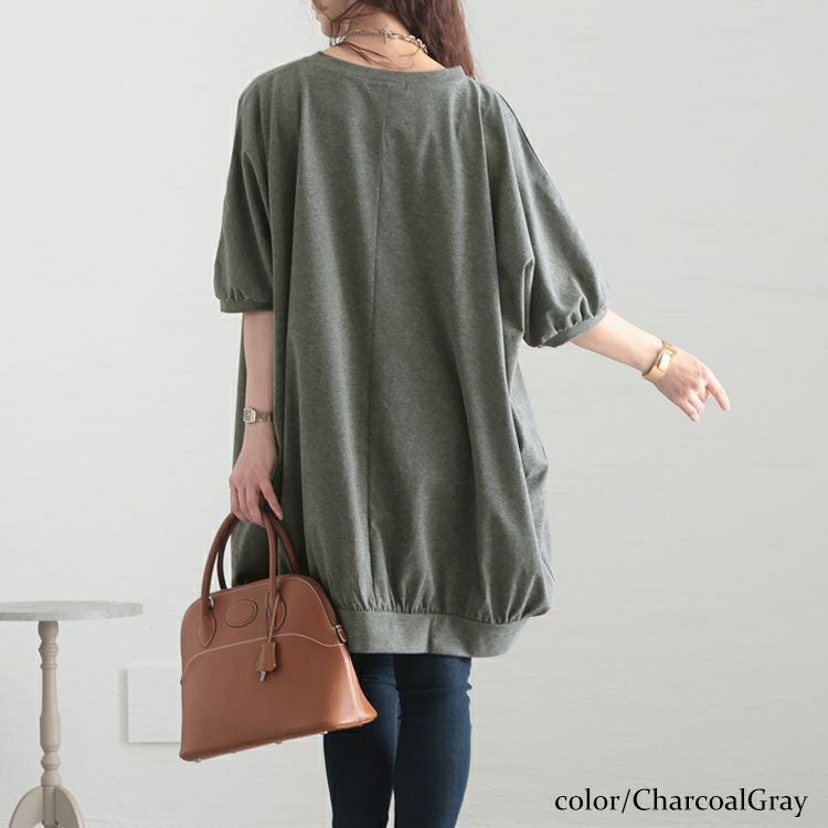 大きいサイズ レディース ギャザードルマンチュニック　bai-0123