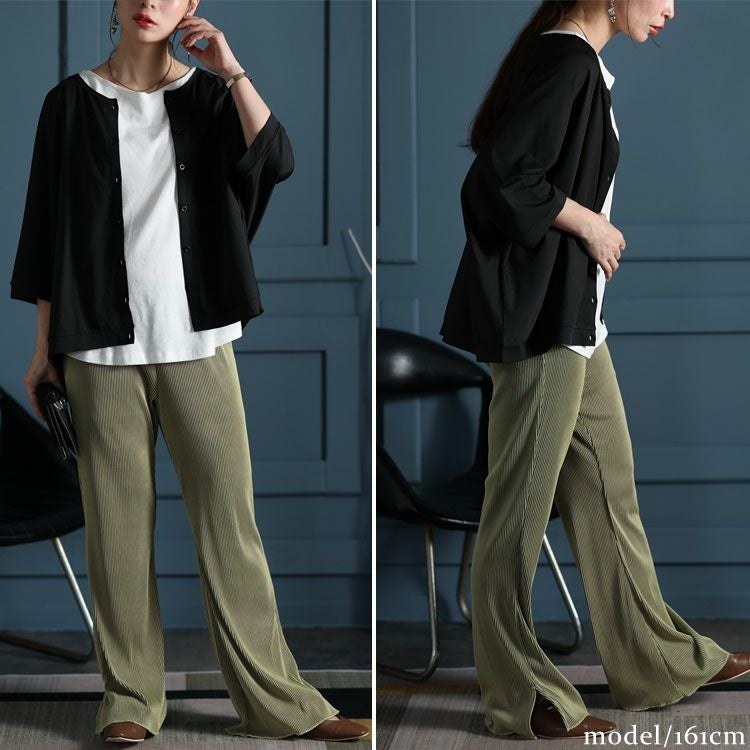 大きいサイズ レディース とろみドルマンカーディガン　sw-0521