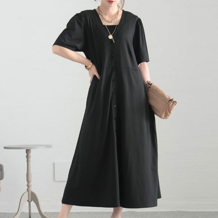 大きいサイズ レディース とろみ前開きワンピース　sw-0519