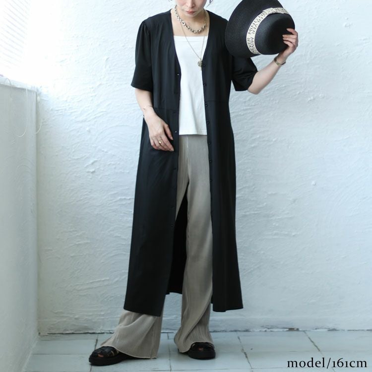 大きいサイズ レディース とろみ前開きワンピース　sw-0519