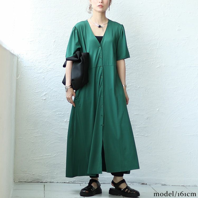 大きいサイズ レディース とろみ前開きワンピース　sw-0519