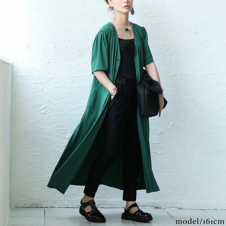 大きいサイズ レディース とろみ前開きワンピース　sw-0519