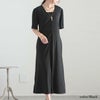 大きいサイズ レディース とろみ前開きワンピース　sw-0519 ブラック