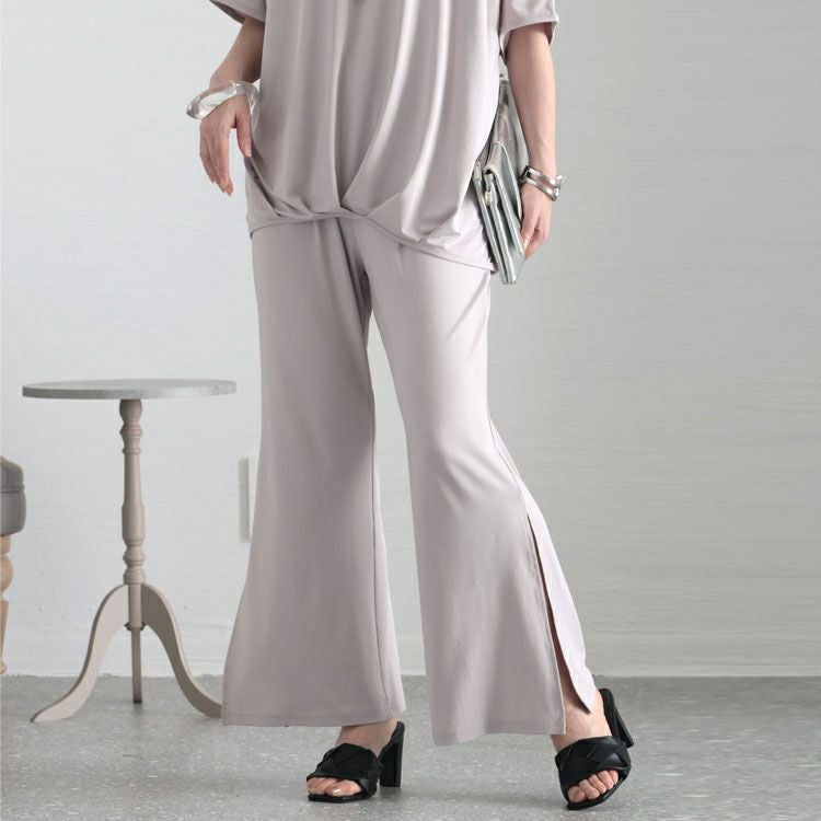 大きいサイズ レディース とろみ裾スリットパンツ　sw-0517