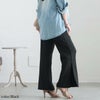 大きいサイズ レディース とろみ裾スリットパンツ　sw-0517 ブラック